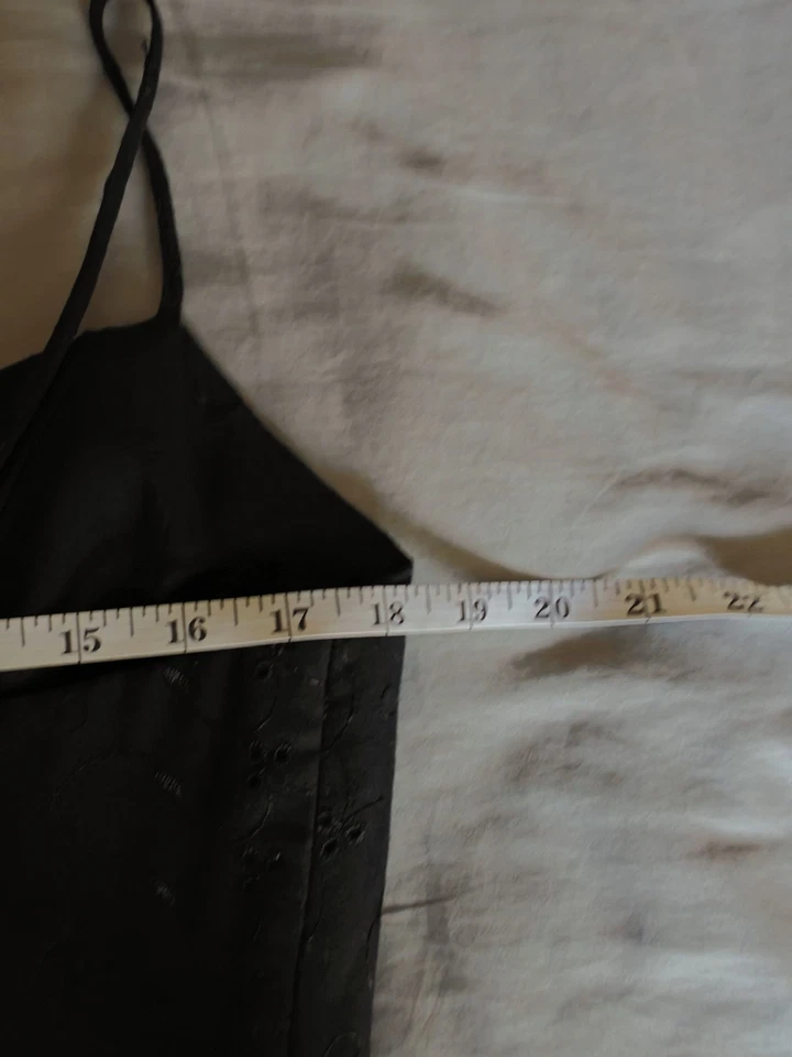 Vestido ABS Allan Schwartz Negro Líneas de Ojales Talla 12 Correas Ajustables Foto 4 de 4