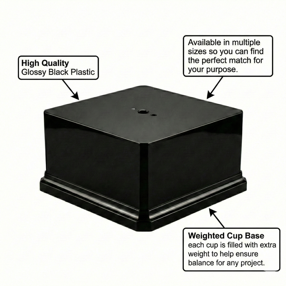 Black Gloss Display Base Weighted Square Pedestal for Trophies ...