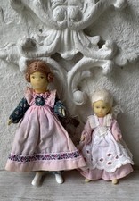 ERNA MEYER Nostalgie Miniatur-Biegepuppen 2x Kind/Mädchen für Hennig Puppenhaus