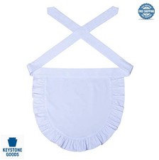 Cotton Half Apron 100 White Waist Length 18.5 Inch Drawstring Halloween Party