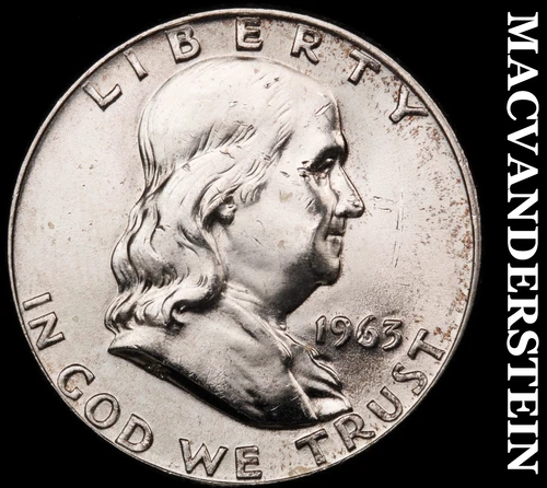 1963-D Silver Franklin Half Dollar - Ch Gem Brilliant Unc+++  Lustrous  #i1864