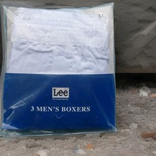 VTG Lee 3-Pack Men's White Boxer Shorts XL Extra Large 42-44 - NEW