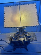 Vintage CRESCENT Miniature Stove, CAST IRON, Salesman Sample Working LAMP