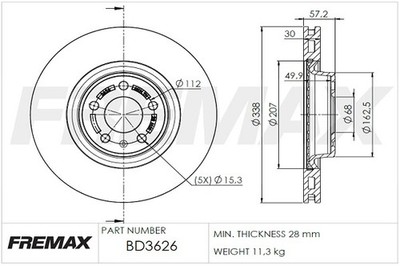 Remax BD-3626 Brake Disc for Audi