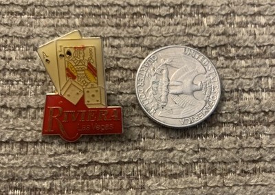 Vintage Riviera Las Vegas Casino Resort Lapel Pin Blackjack Dice Pinback