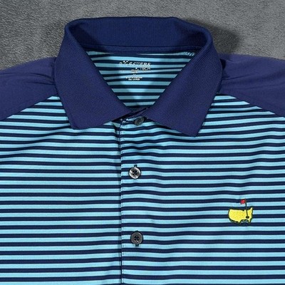 Masters Tech Augusta National Golf Polo Shirt Mens Medium Blue Stripe Performanc