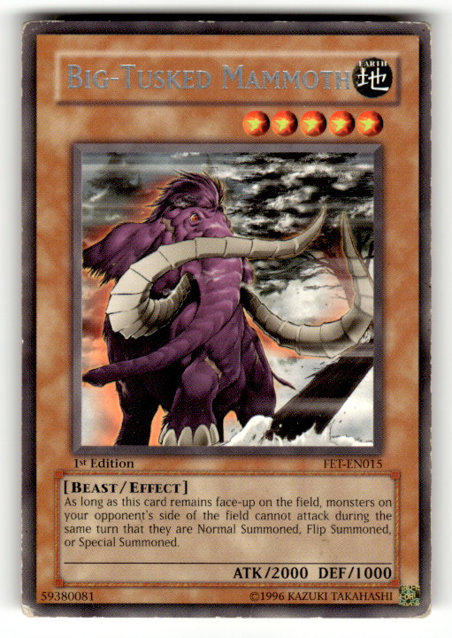Big-Tusked Mammoth FET-EN015 YuGiOh Flaming Eternity trading card — raw and PSA graded price guide