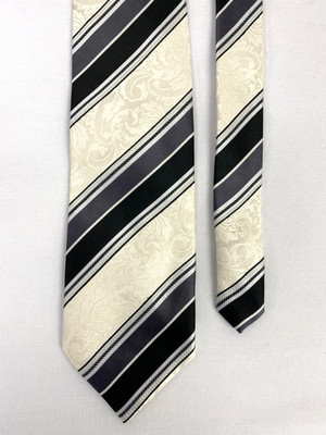 Steve Harvey Seidenkrawatten schwarz creme diagonale Streifen elegant formell breit 239