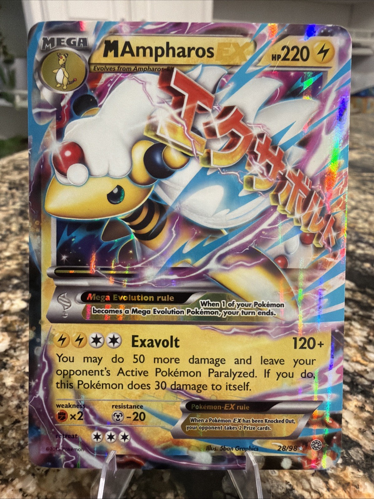 M Ampharos EX 28/98 Ultra Rare Holo 2015 Pokémon Ancient Origins