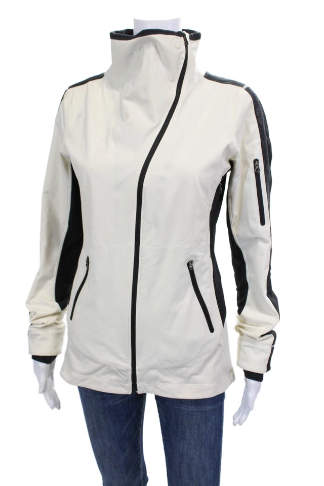 Chaqueta Lululemon Mujer Encaje Borde Asimétrico Cremallera Crema Talla 6 Foto 2 de 4