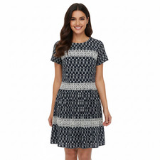 ML Monique Lhuillier x Anthropologie Navy White Embroidered Lace Mini Dress SZ 6