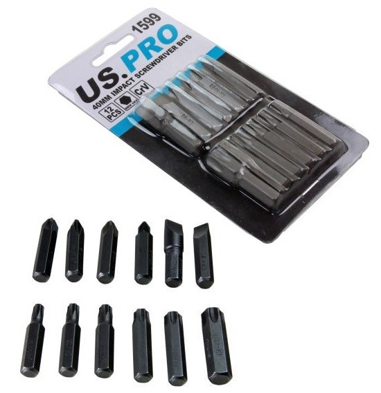 US PRO TOOLS IMPACT SCREWDRIVER BIT SET Phillips Slotted Pozi Torx screw driver