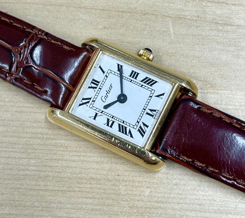 VINTAGE Donna Cartier Tank oro orologio da polso numeri romani ETA 2512 |  eBay
