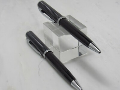 GORGEOUS HIGH QUALITY PIERRE CARDIN BLACK SPARKLING TOP PEN AND PENCIL SET