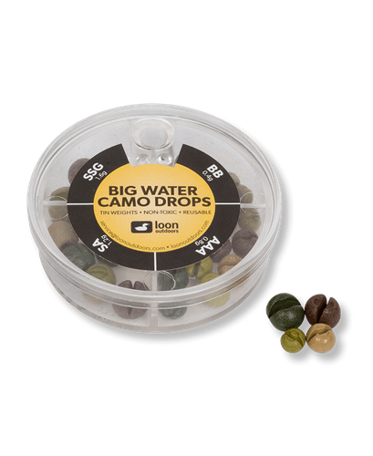 NEW-LOON-OUTDOORS-BIG-WATER-CAMO-DROPS-4-DIVISION-TIN-SPLIT-SHOT-WEIGHT-ASST
