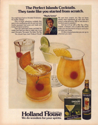 1972 Holland House Perfect Island Cocktail Mixes Vintage Print Ad