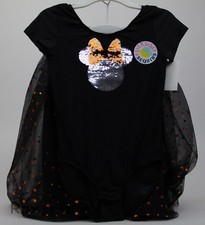 Disney Black Minnie Mouse Reversible Sequins Bodysuit Tutu Dress Sz Small 4-5