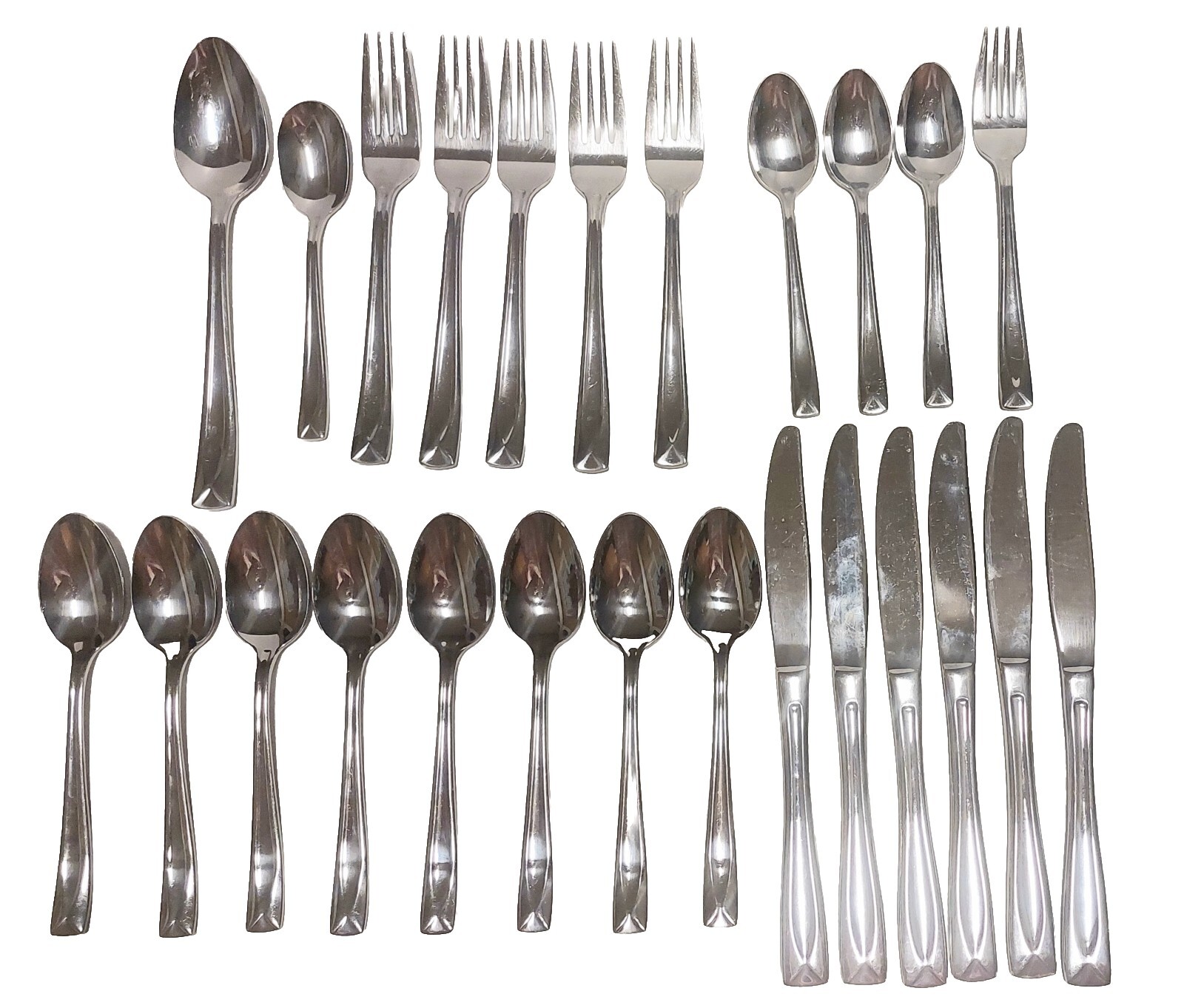 25 pieces Oneida LINCOLN Stainless Flatware Shiny Mixed Lot 2 Serving