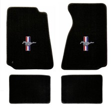 New 1994-2004 Mustang Black Floor Mats With Logo Set Of 4 Carpet Running Horse