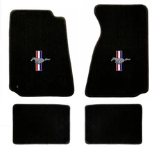 NEW! 1994-2004  Mustang BLACK Floor Mats with Logo Set of 4 Carpet Running Horse