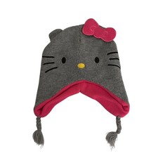 Hello Kitty Winter Hat Girl's S/M Gray Pink Cat Sanrio 2014