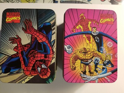 Vintage Marvel Comics Fantastic 4& Spider-man Small Collectible Tin 1994 Nabisco