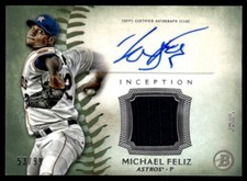 2015 Bowman Inception Autographed Relics Green Michael Feliz Auto 53/99 Houston
