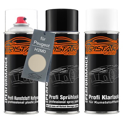 Autolack Spraydosen Set für Kunststoff für Peugeot H2M0 Beige Solstice Metallic