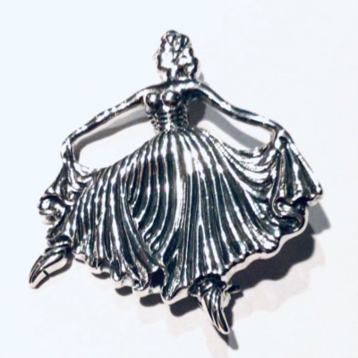 Sterling Silber Vintage Stil Ballsaal Ballett Tänzerin Tanzen Dame Brosche Anstecknadel