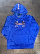 Boys Under Armour Hoodie Sweatshirt Boy's Small YSM Coldgear Loose Blue Pink