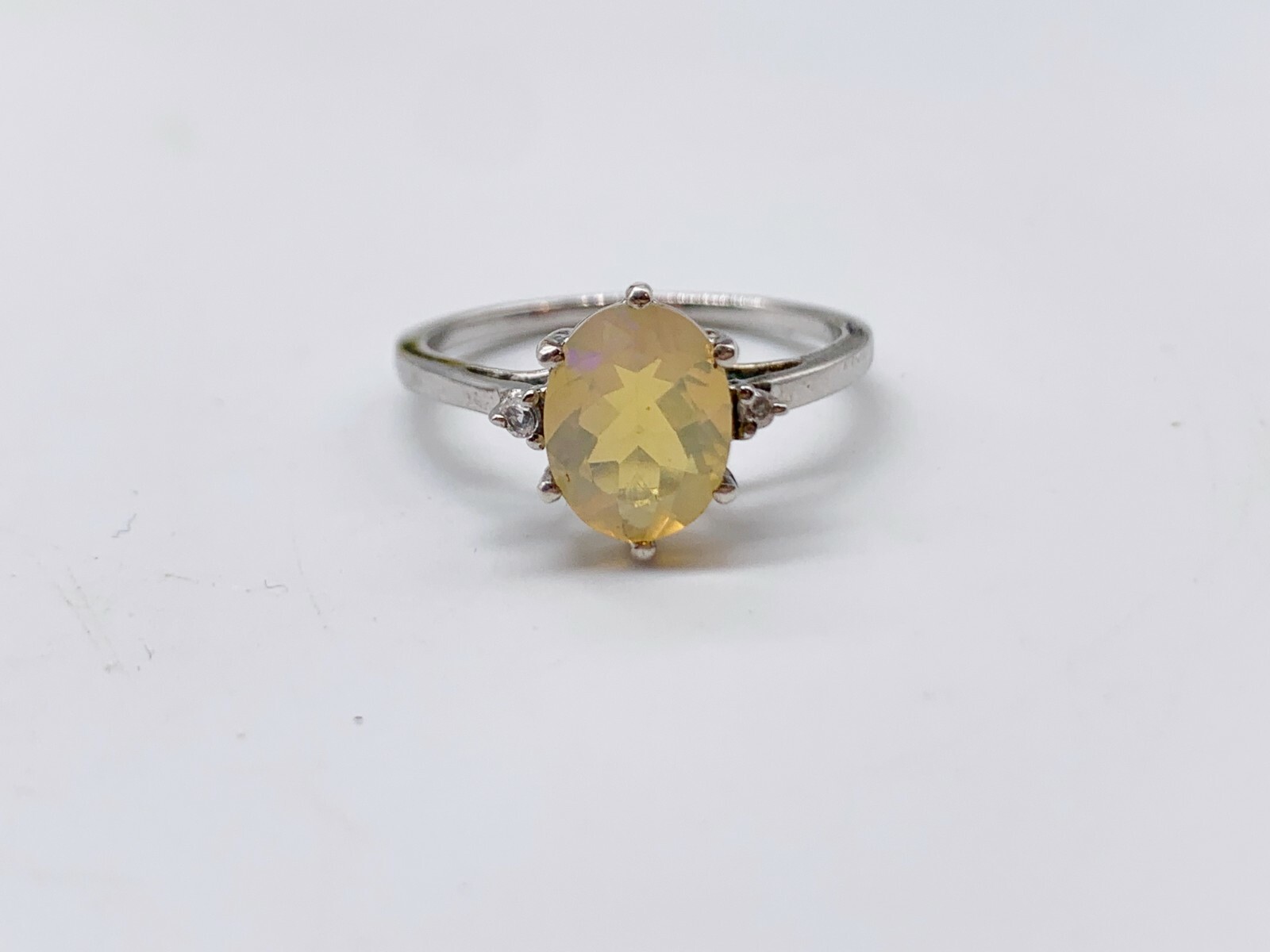 VINTAGE SOLID STERLING SILVER OPAL SOLITAIRE PRET… - image 1