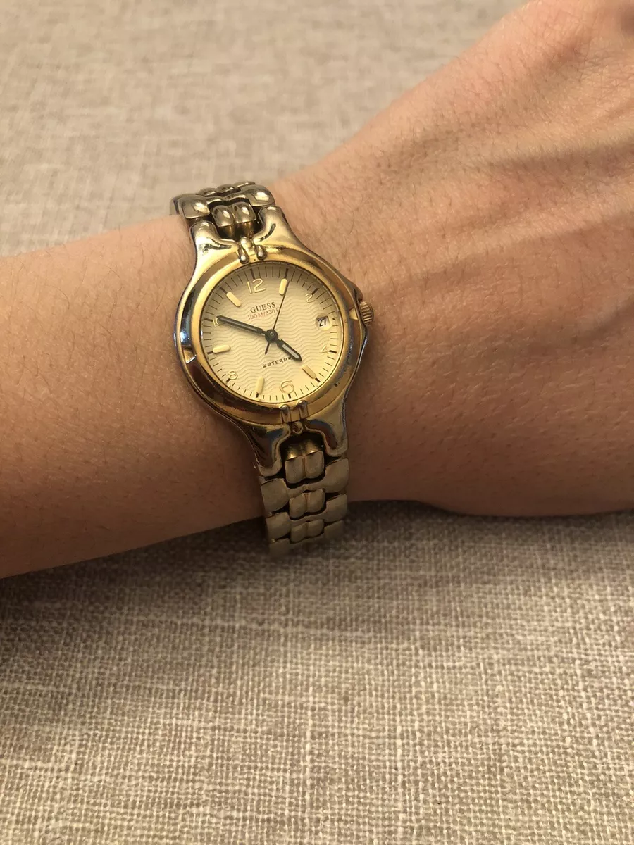 Guess waterpro womens watch Gold Dail Date Two Tone Band eBay