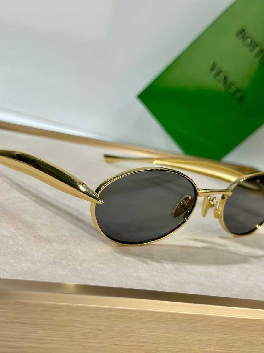 Bottega Veneta BV1386S Gold Grey Lens Sardine Sunglasses
