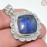 Solid 925 Sterling Silver Lapis Lazuli Jewelry Pendant 1.3 Ah994 Solid 925 Sterling Silver Lapis Lazuli Jewelry Pendant 1.3 Ah994