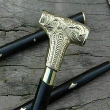 Designer Brass Victorian Handle Wooden Vintage Style Walking Stick Cane Antique
