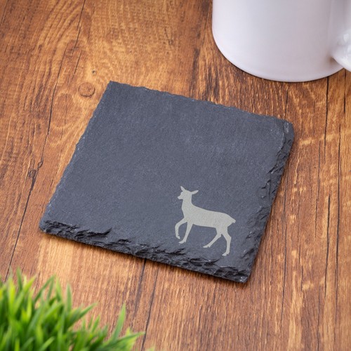 Woodland Animals Slate Placemat Coaster Set Fox Deer Squirrel Shabby Chic Gift - Picture 48 of 48