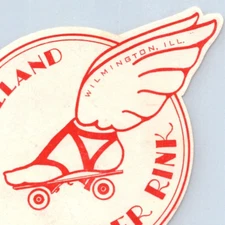 1950s Skateland Roller Skating Rink Sticker Wilmington Will County Illinois