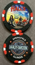 Harley Davidson Wide Print Poker Chip Hall's HD in Springfield, IL(Pick 1)CLOSED