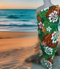 Pareo HawaiiaBathing Suit Swimwear Cover Up Sarong Lava Wrap  Green Orange