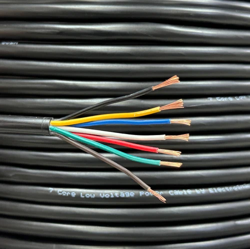 5m 7 Core Copper Cable Trailer Tail LED Lighting Wire Caravan 11A 12v 24v