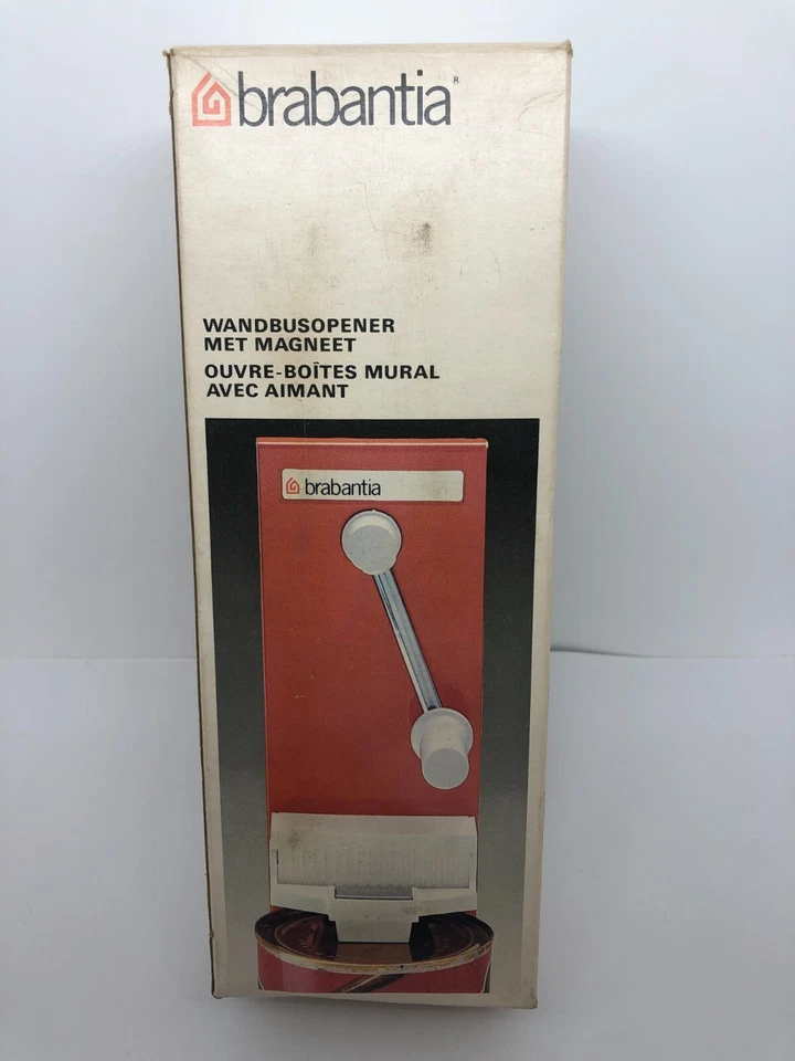 70er Jahre Brabantia Wand Dosenöffner Orange Kurbel Hand Konservenöffner NEU - Bild 1 von 3