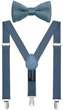 Boys' Men's Suspenders and Bow Tie Set 40" about 8-15 years old Dusty Blue