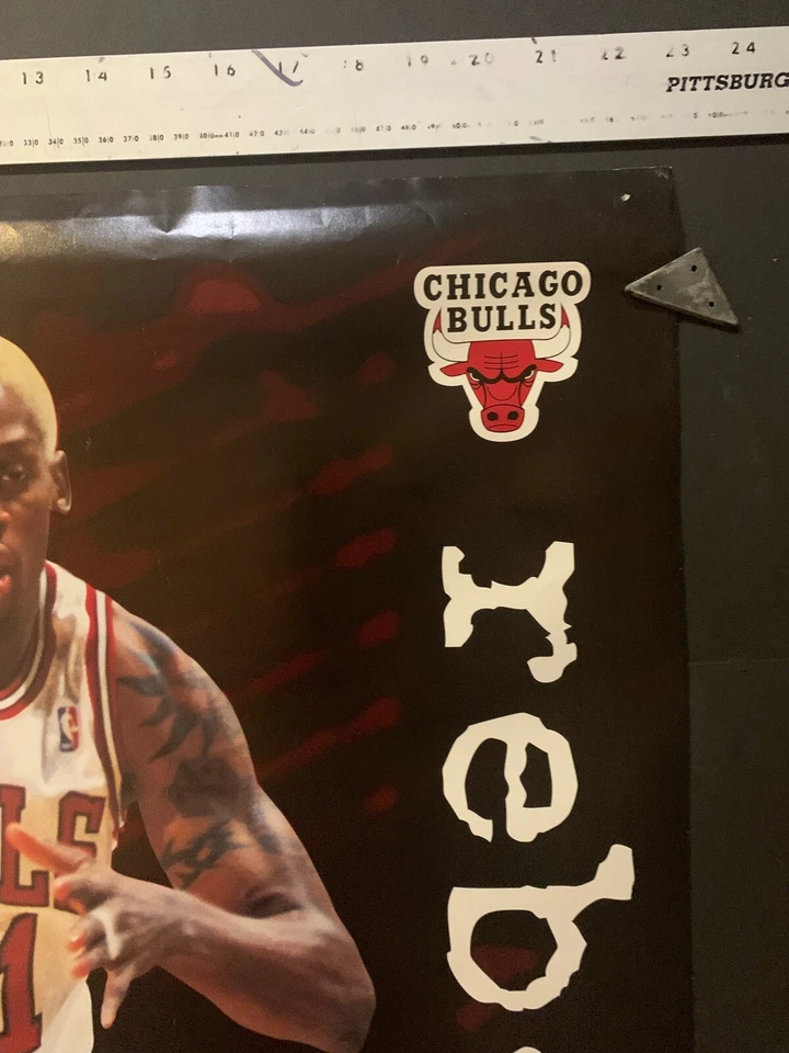 Póster original 1995 de Dennis Rodman “Reb.ull” de los Chicago Bulls de colección Foto 4 de 4