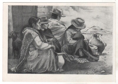 1957 Waiting People Social problems by Pellegrini Argentina OLD Russian Postcard