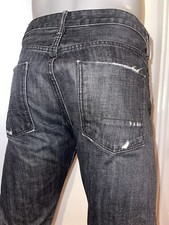 vince men's 33x26 Distress- cropped selvedge black 100% cotton jeans made in USA