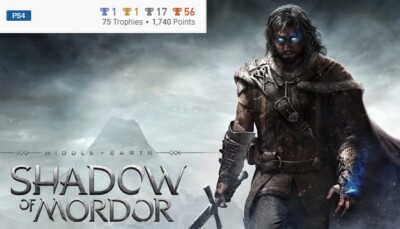 Middle Earth: Shadow of Mordor Platinum Trophy service (PS4)