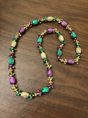 Mardi Gras Carnival Necklace Specialty Bead Purple Green Gold Parade Throw