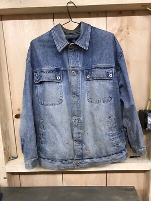 Vintage Konam Denim Jacket Used Distressed Shabby Large Blue Rough