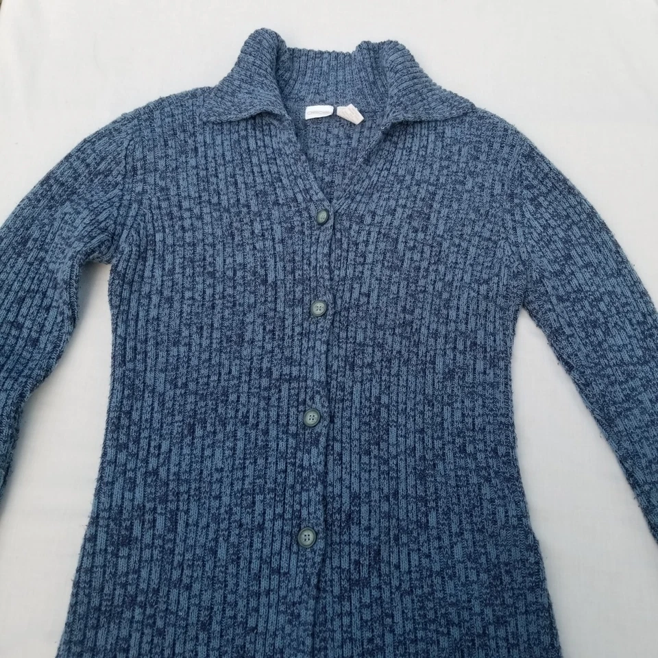 Cárdigan largo Cherokee suéter acanalado azul brezo para mujer GRANDE Y2K Cottagecore Foto 3 de 4