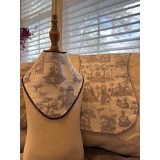 Upcycled/Handmade Toile Baby Burp Cloth and Bib Set | SAME DAY SHIP or NEXT DAY